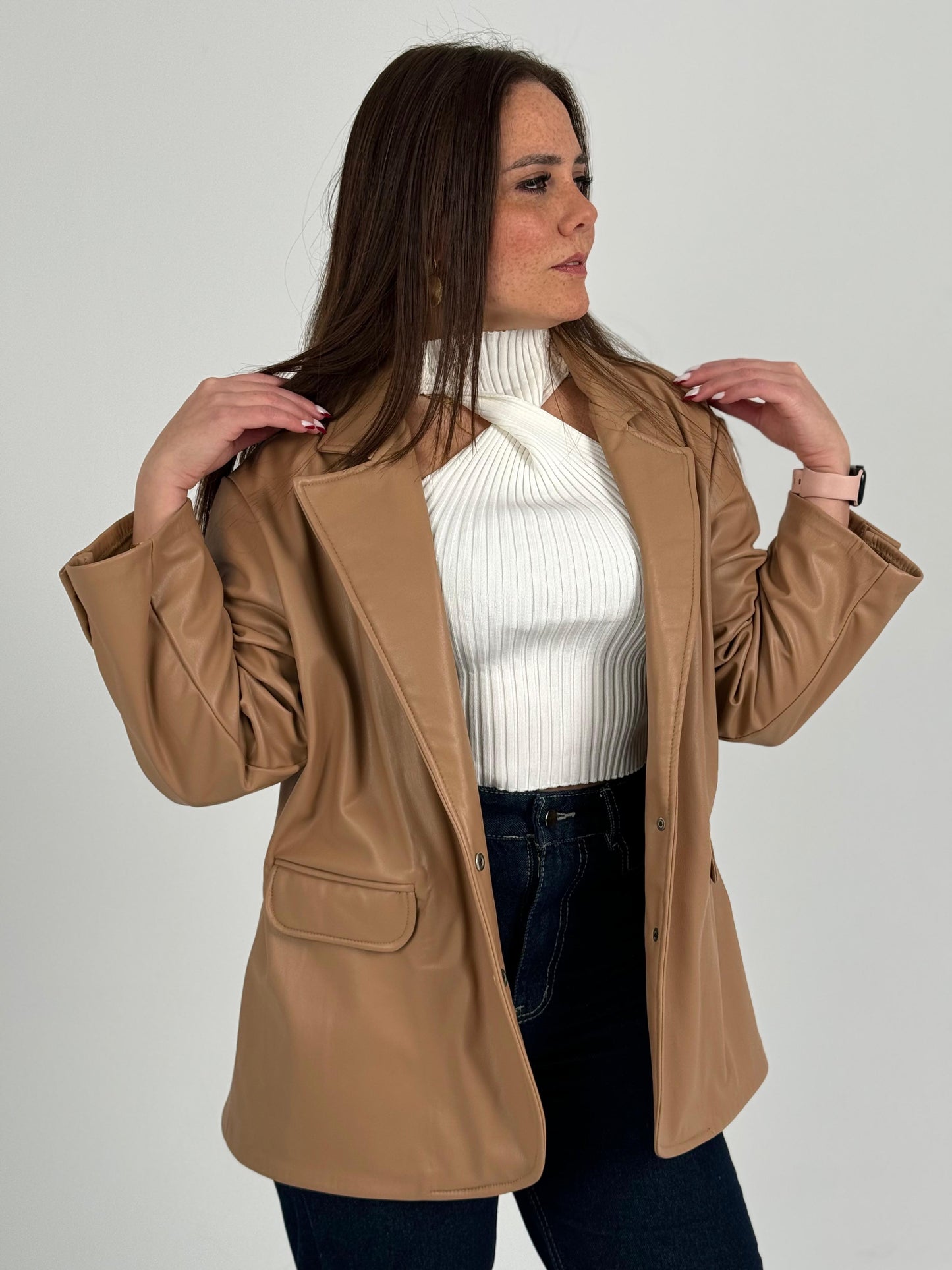 Women Leather Blazer